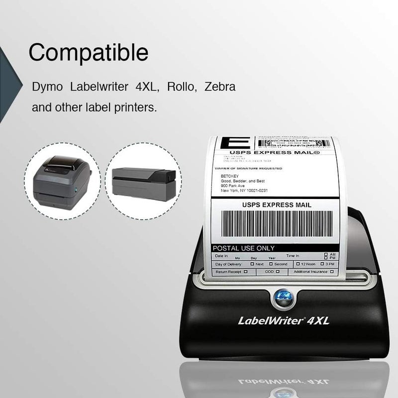 BETCKEY - Compatible DYMO 1744907 (4" x 6") Shipping Labels, Perforated, Compatible with DYMO Labelwriter 4XL Rollo & Zebra Desktop Printers, NOT Fit 5XL [1 Roll/220 Labels] - Image 4